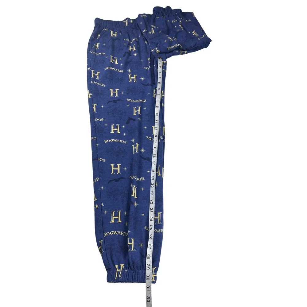 Harry Potter Hogwarts Pajamas Set Adult Large Blue Spell Print Long Sleeve Pants